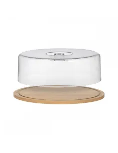 Suport din bambus pentru tort,capac plastic