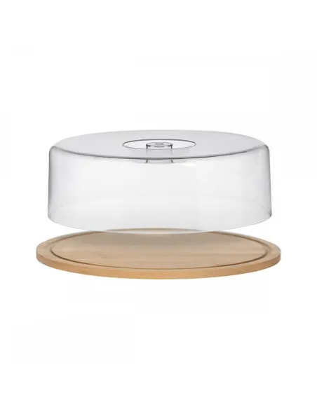 Suport din bambus pentru tort,capac plastic