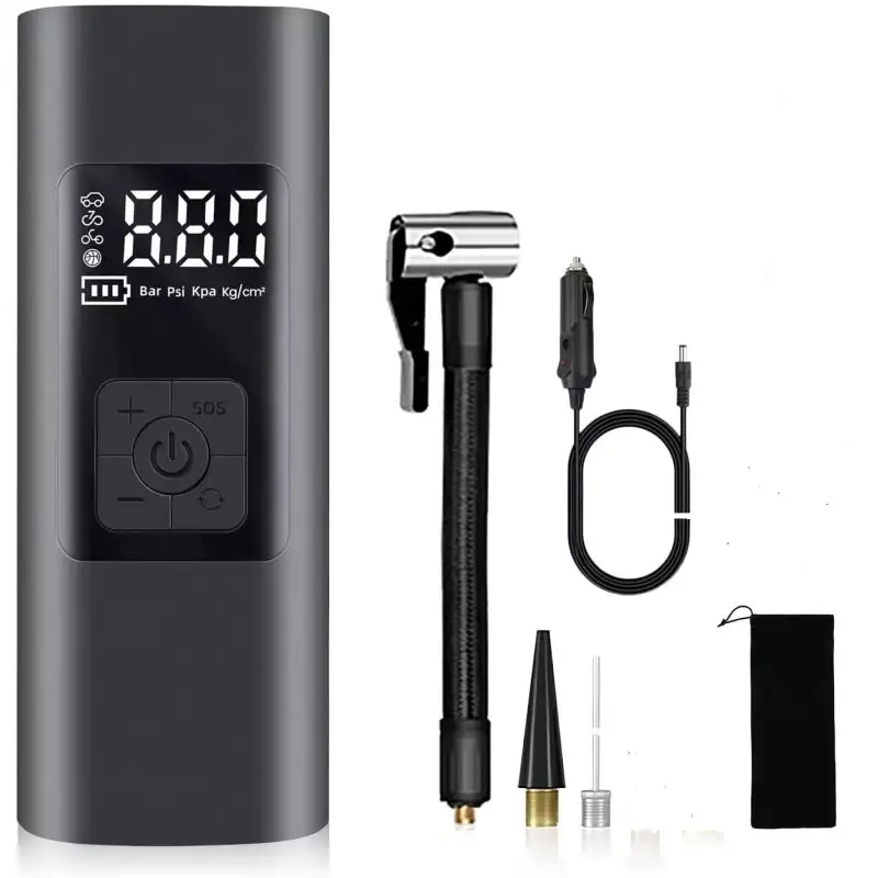 Compresor Auto portabil F7112, Wireless,Afisaj LED, Negru