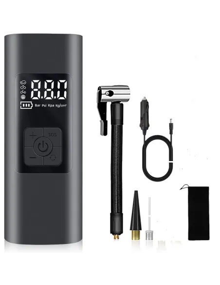 Compresor Auto portabil F7112, Wireless,Afisaj LED, Negru