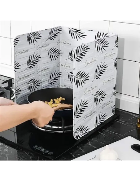 Set 2 x Protectie aragaz antistropire pentru gatit alb model frunza
