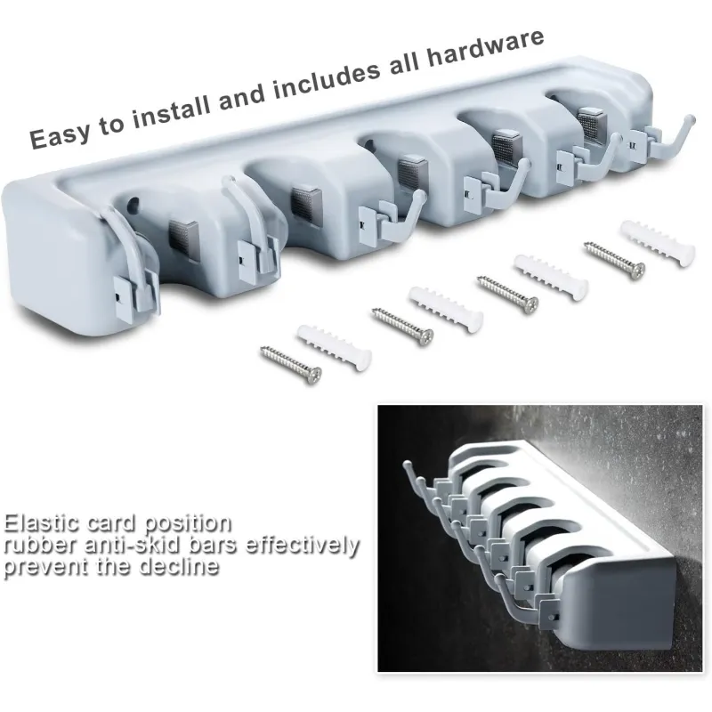 Suport de perete cu 5 sloturi si 6 carlige multifunctionale