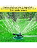 Aspersor pentru gradina cu 3 Brate, 12 Duze pulverizare, 360 Grade