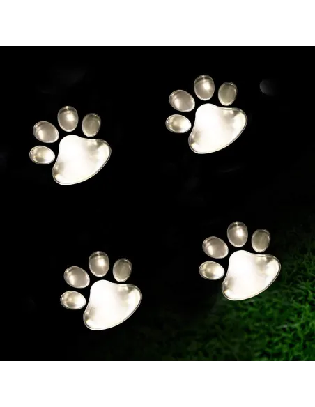 Set 4 Lămpi Solare Paw Print – Iluminare Decorativă cu Labuțe