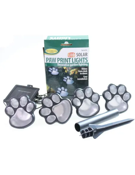 Set 4 Lămpi Solare Paw Print – Iluminare Decorativă cu Labuțe