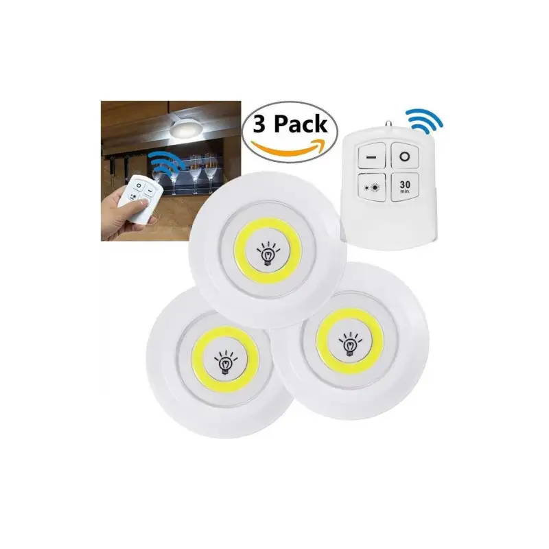 Set 3 lampi LED 3W COB cu telecomanda