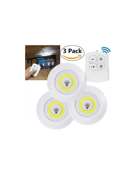Set 3 lampi LED 3W COB cu telecomanda