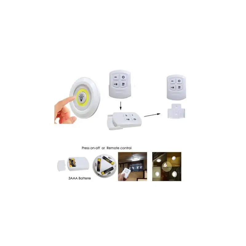 Set 3 lampi LED 3W COB cu telecomanda