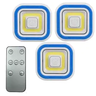 Set 3 lampi LED COB patrate cu telecomanda