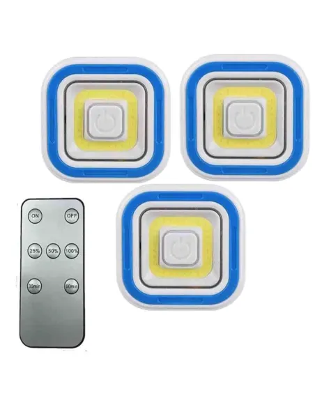 Set 3 lampi LED COB patrate cu telecomanda