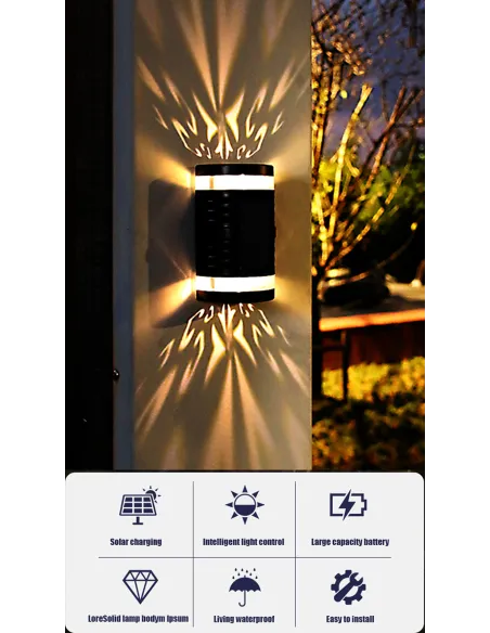 Lampă solară de perete cu panou solar IP65