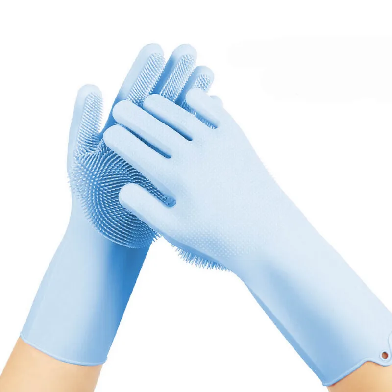 Manusi de silicon pentru spalat vase si curatare Termorezistent, Albastru