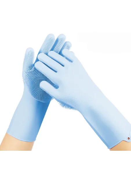 Manusi de silicon pentru spalat vase si curatare Termorezistent, Albastru