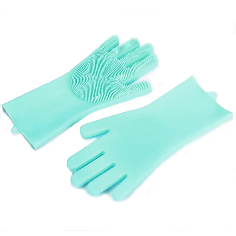 Manusi de silicon pentru spalat vase si curatare Termorezistent, Albastru