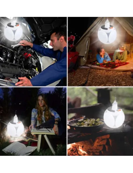 Lampa solara, pliabila, prindere carlig cu 5 moduri de iluminare culoare alb