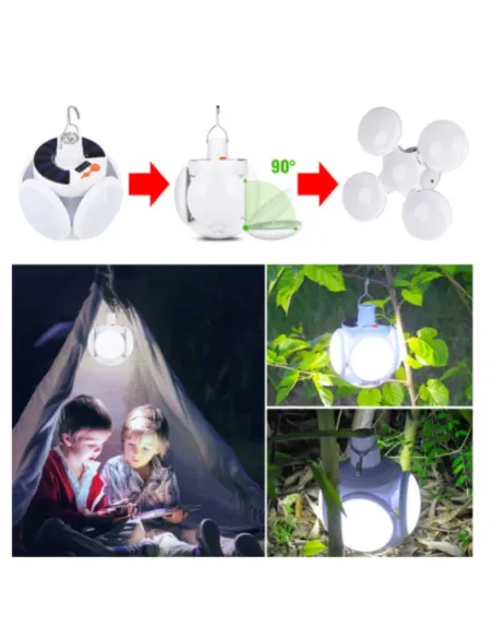 Lampa solara, pliabila, prindere carlig cu 5 moduri de iluminare culoare alb