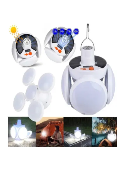 Lampa solara, pliabila, prindere carlig cu 5 moduri de iluminare culoare alb