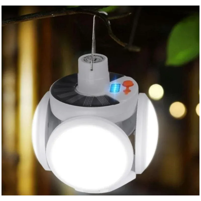 Lampa solara, pliabila, prindere carlig cu 5 moduri de iluminare culoare alb