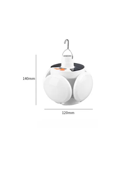 Lampa solara, pliabila, prindere carlig cu 5 moduri de iluminare culoare alb