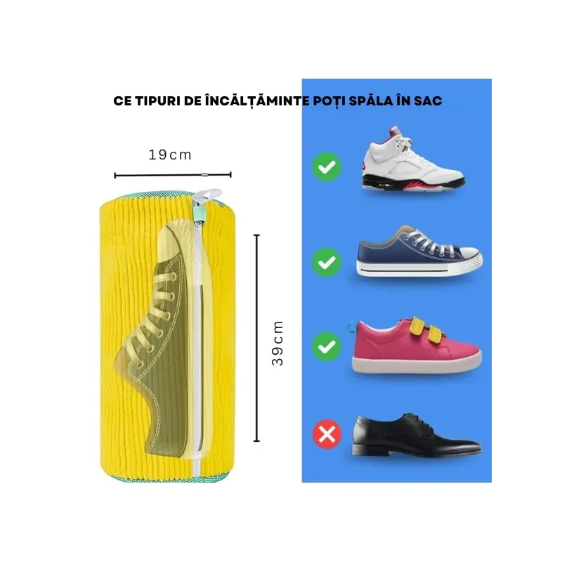Sac Universal pentru Spălat Încălțăminte – Galben