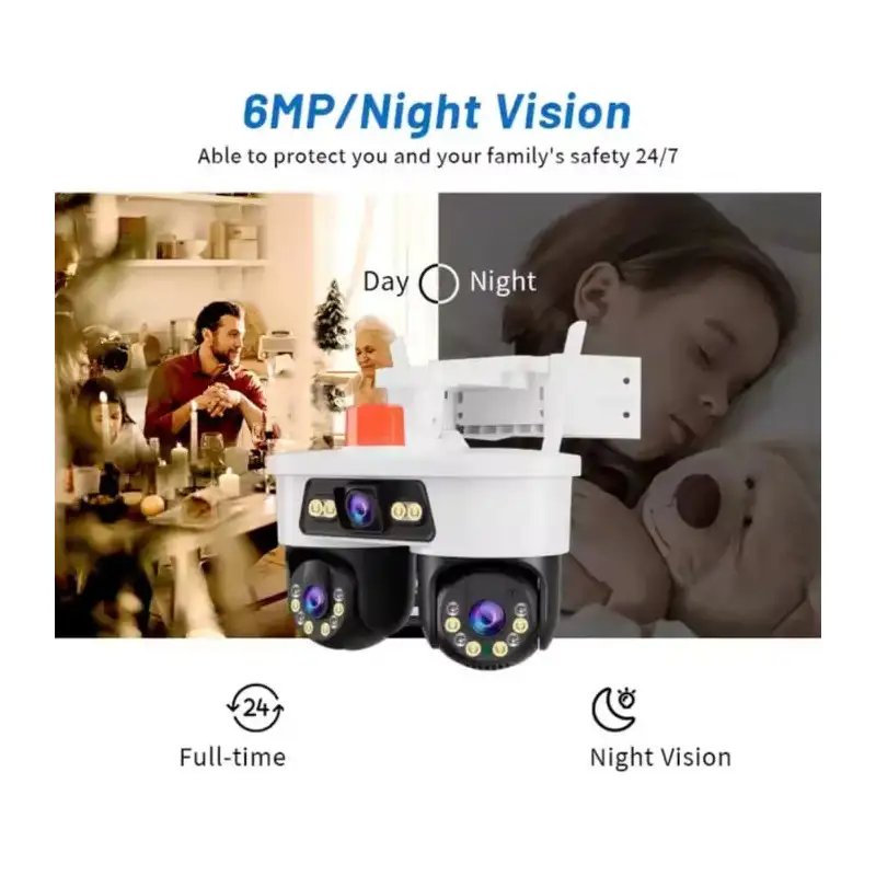 Cameră Supraveghere WiFi Jortan 9MP, 3 Lentile, Cap Dublu – Vizibilitate Panoramică 360° Jortan8