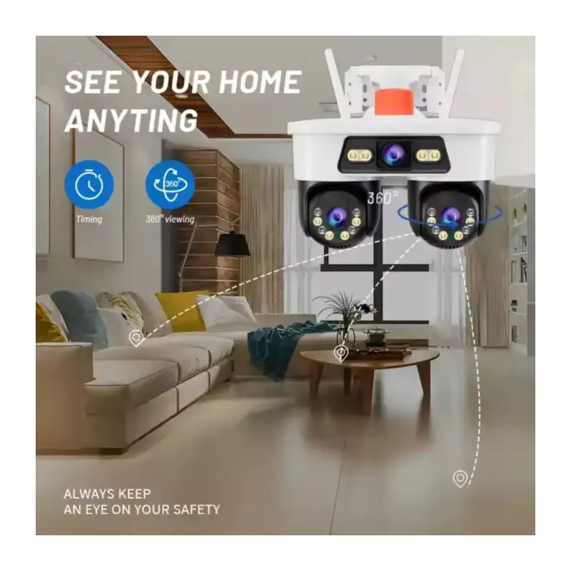 Cameră Supraveghere WiFi Jortan 9MP, 3 Lentile, Cap Dublu – Vizibilitate Panoramică 360° Jortan8