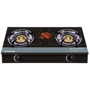 Aragaz ERTONE MN-1102, 2 Arzatoare din fonta, sticla securizata, aprindere pe quartz, negru,