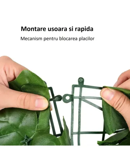 Gard artificial verde cu frunze, 300x100cm