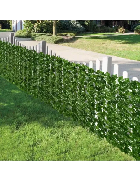 Gard artificial verde cu frunze, 300x100cm