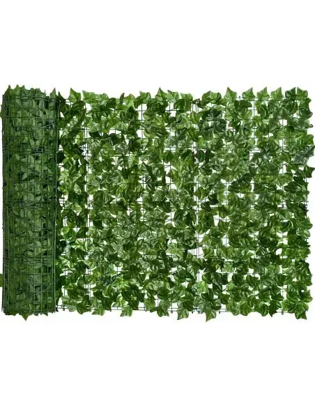 Gard artificial verde cu frunze, 300x100cm
