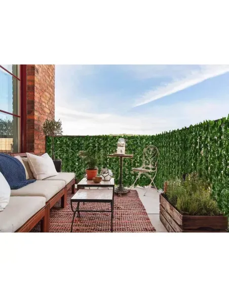 Gard artificial verde cu frunze, 300x100cm