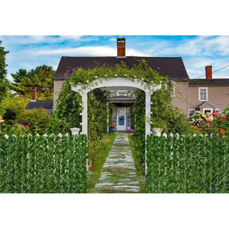 Gard artificial verde cu frunze, 300x100cm