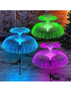 Set 2 x Lampa solara tip meduza cu fibra optica LED RGB