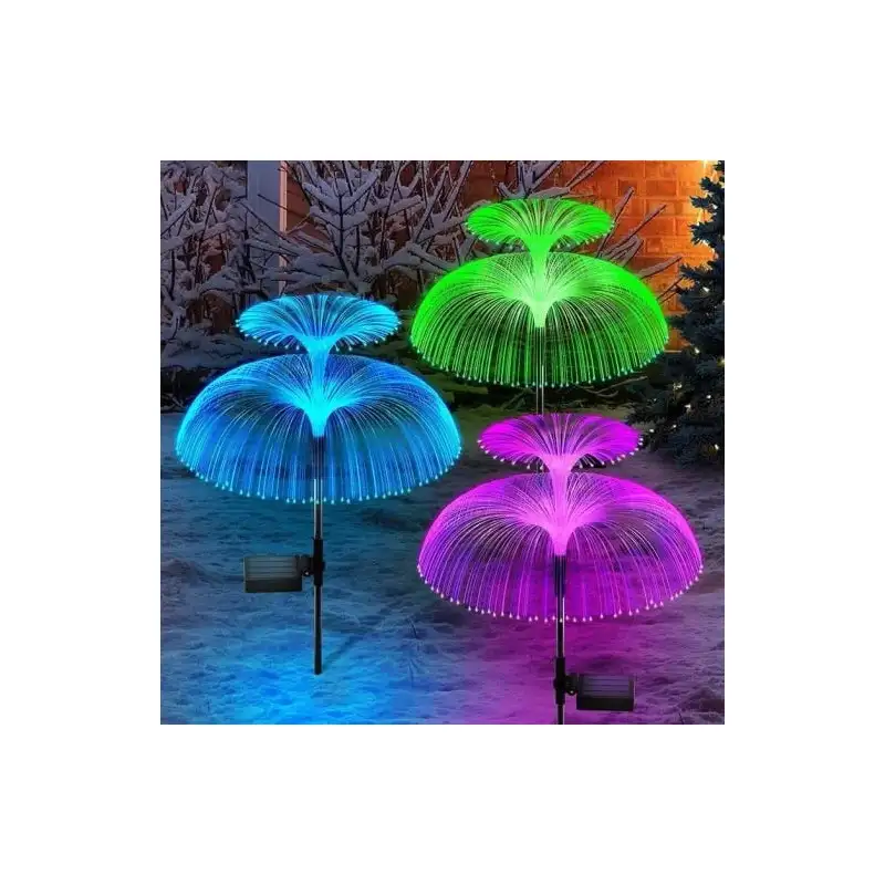 Set 2 x Lampa solara tip meduza cu fibra optica LED RGB