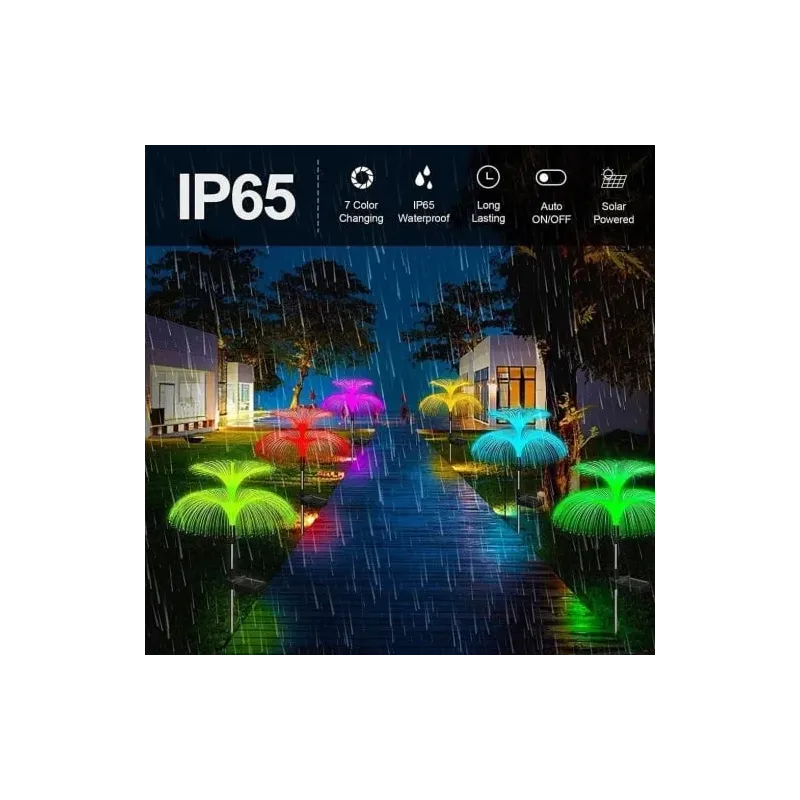 Set 2 x Lampa solara tip meduza cu fibra optica LED RGB