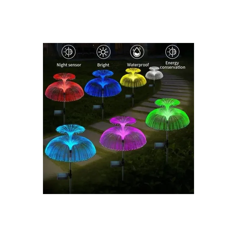 Set 2 x Lampa solara tip meduza cu fibra optica LED RGB