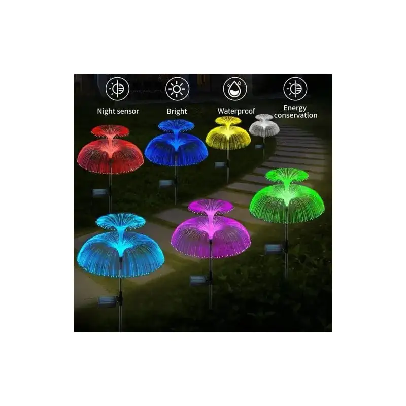 Set 2 x Lampa solara tip meduza cu fibra optica LED RGB