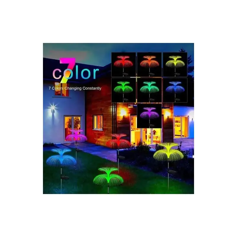 Set 2 x Lampa solara tip meduza cu fibra optica LED RGB