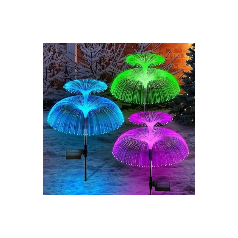 Set 4 x Lampa solara tip meduza cu fibra optica LED RGB