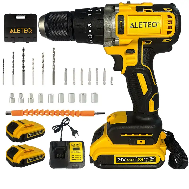 Bormașină 36V Li-Ion cu 2 Baterii, 2 Trepte de Viteză, 350/1350 RPM, Mandrină Automată