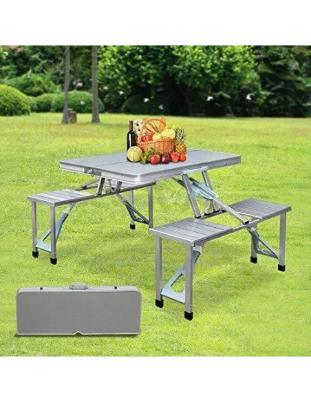 Masa pliabila tip geamantan pentru picnic, din aluminiu