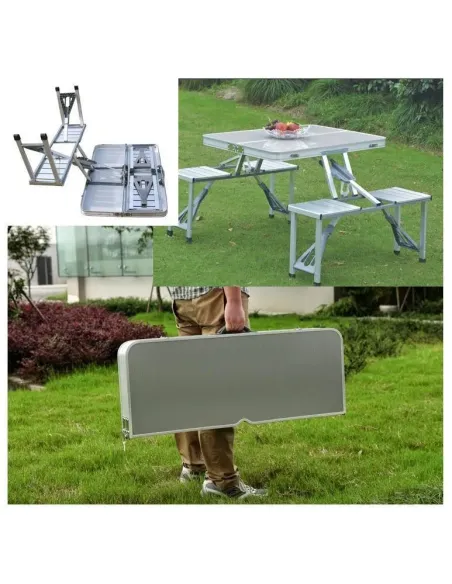 Masa pliabila tip geamantan pentru picnic, din aluminiu