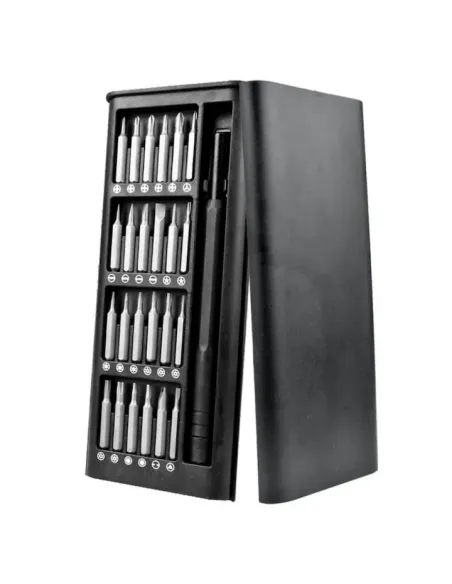 Kit surubelnita de precizie cu biti 24 in 1, capete magnetice, plastic si metal, Negru-Argintiu. cod 6024