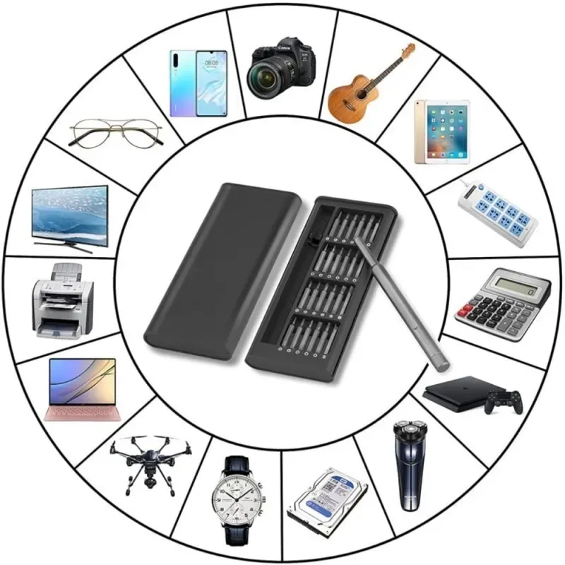 Kit surubelnita de precizie cu biti 24 in 1, capete magnetice, plastic si metal, Negru-Argintiu. cod 6024