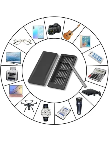 Kit surubelnita de precizie cu biti 24 in 1, capete magnetice, plastic si metal, Negru-Argintiu. cod 6024