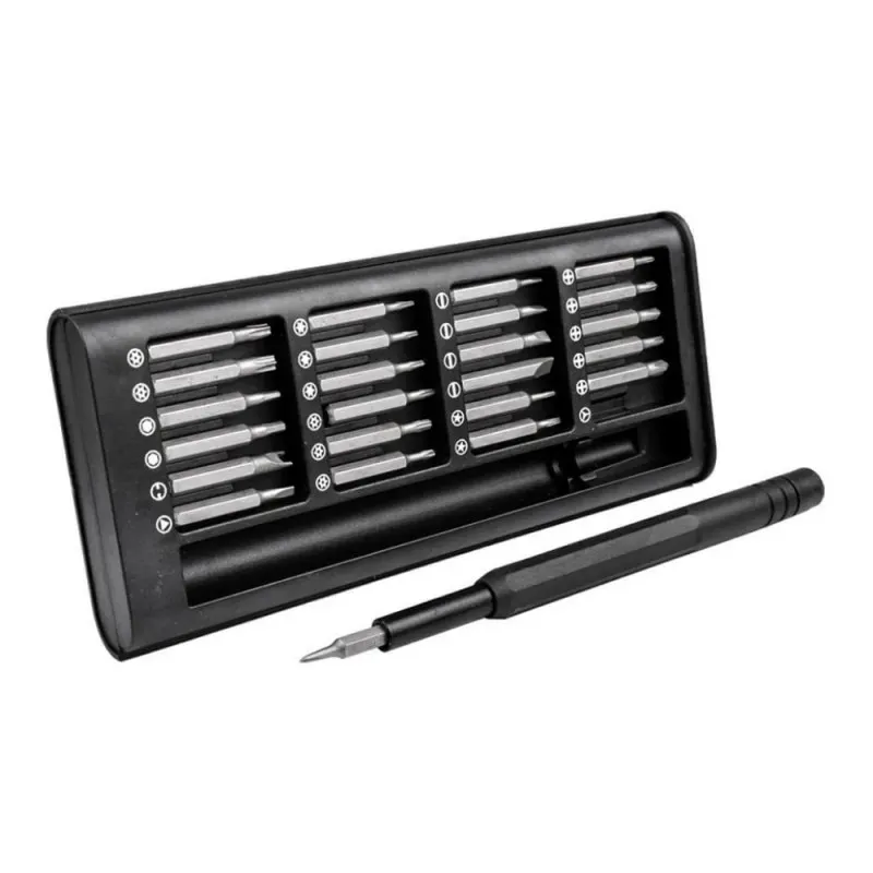 Kit surubelnita de precizie cu biti 24 in 1, capete magnetice, plastic si metal, Negru-Argintiu. cod 6024