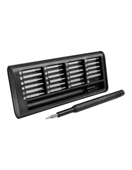 Kit surubelnita de precizie cu biti 24 in 1, capete magnetice, plastic si metal, Negru-Argintiu. cod 6024