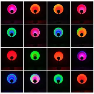 Lampă Proiector LED cu Efect de Apus + 15 Culori, USB & Telecomandă 2