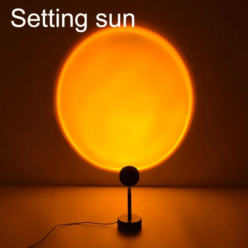 Lampă Proiector LED cu Efect de Apus + 15 Culori, USB & Telecomandă