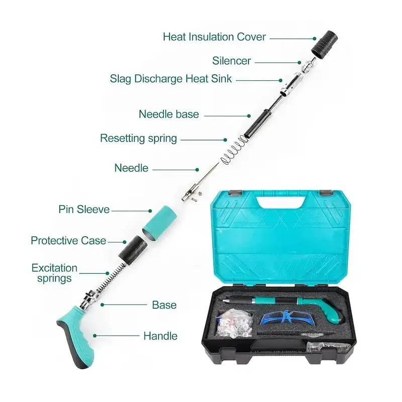 Pistol cuie & nituri, manual, 35 cm, accesorii incluse